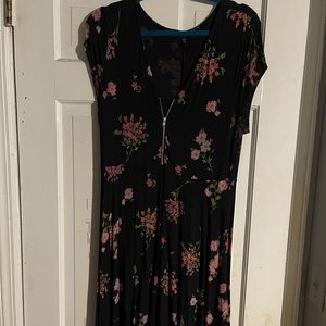 Express flower a-line zip up dress
